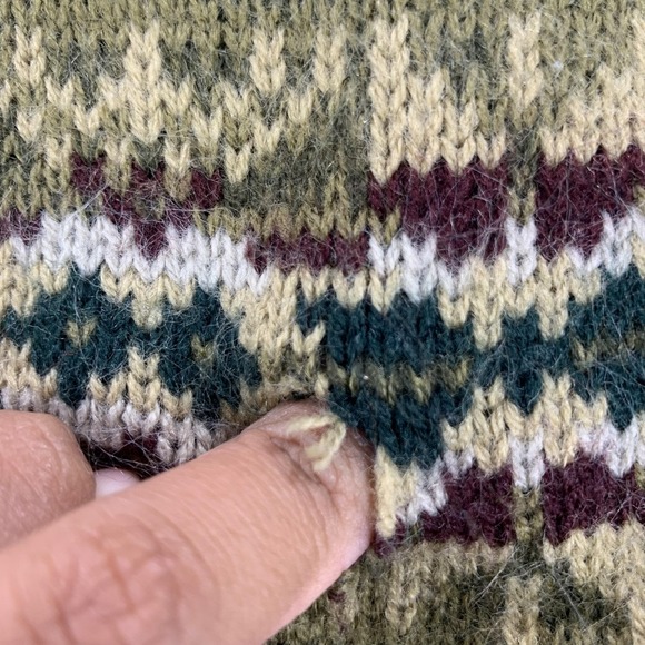 VINTAGE Puritan Sweaters Mens LG Lot of 2 Khaki Fair Isle Blue Stripe 90s Knit - Picture 8 of 16